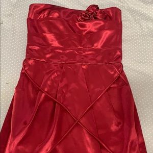 Red satin dress